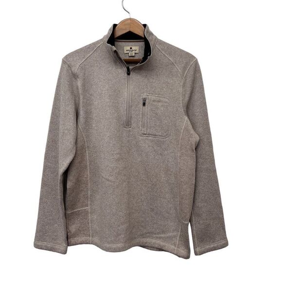 Woolrich Sweater Mens Medium Beige Fleece 1/4 Zip Pullover‎ Long Sleeve Casual - Picture 1 of 7